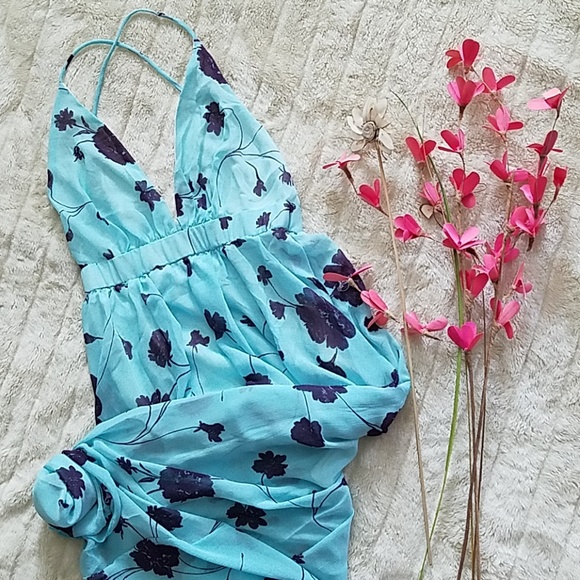SOLD• KALLA Aqua Floral Maxi Small - Picture 3 of 3